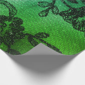 Zwart gram Floral Lace Tropical Green Aquatic Cadeaupapier (Hoek)