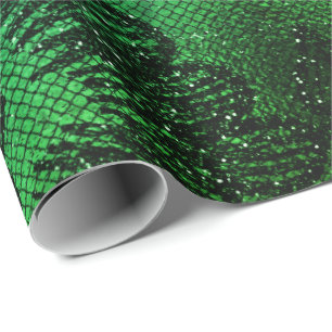 Zwart gram Floral Lace Tropical Green Aquatic Cadeaupapier