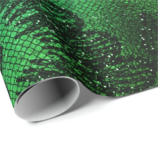 Zwart gram Floral Lace Tropical Green Aquatic Cadeaupapier (Rol Hoek)