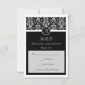 Zwart Grand Insignia Bruiloft Matching Kleine RSVP (Voorkant)