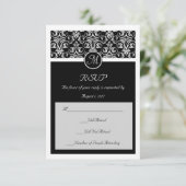 Zwart Grand Insignia Bruiloft Matching Kleine RSVP (Staand voorkant)