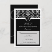 Zwart Grand Insignia Bruiloft Matching Kleine RSVP (Voorkant / Achterkant)