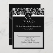 Zwart Grand Insignia bruiloft Matching RSVP (Voorkant / Achterkant)