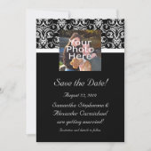 Zwart Grand Insignia Monogram Foto Save the Date (Voorkant)