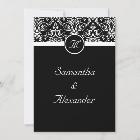 Zwart Grand Insignia Monogram Foto Save the Date (Achterkant)