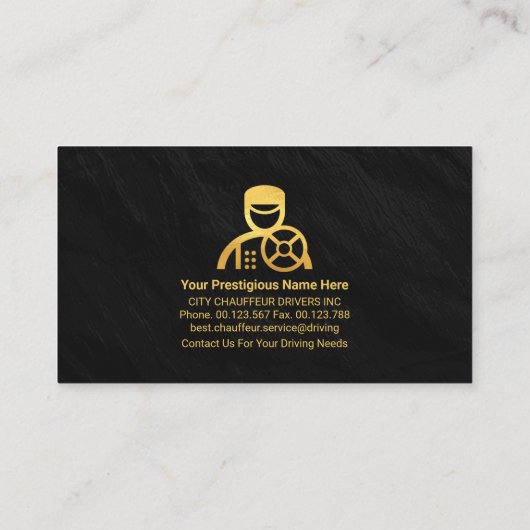 Zwart Graniet Chauffeur Suit Driver Visitekaartje (Achterkant)