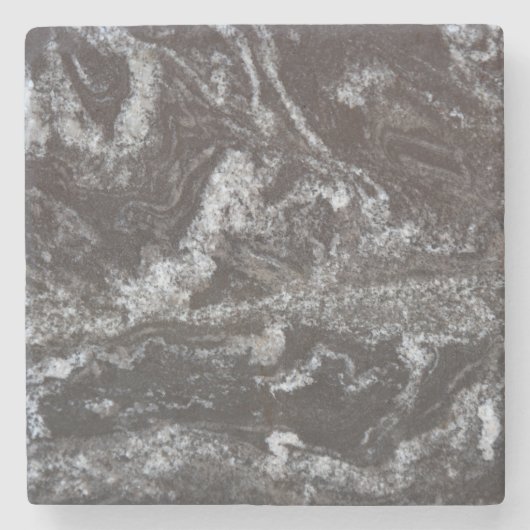 Zwart graniet Drink Onderzetter - zwart-wit, grijs (Voorkant)