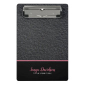 Zwart graniet en roze streep mini klembord (Voorkant)