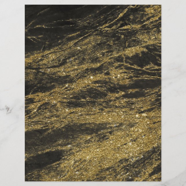 Zwart graniet marmer Gold Veins Scrapbook Paper (Voorkant)