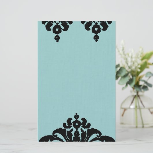 Zwart Graphic op Aqua Blue Modern Transitional Briefpapier (Staand voorkant)