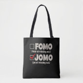 Zwart Grappig FOMO JOMO vink het vakje Introvert a Tote Bag (Voorkant)