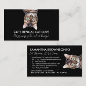 Zwart Grappig Huisdier Sitter Bengalen Kat Visitekaartje (Voorkant / Achterkant)