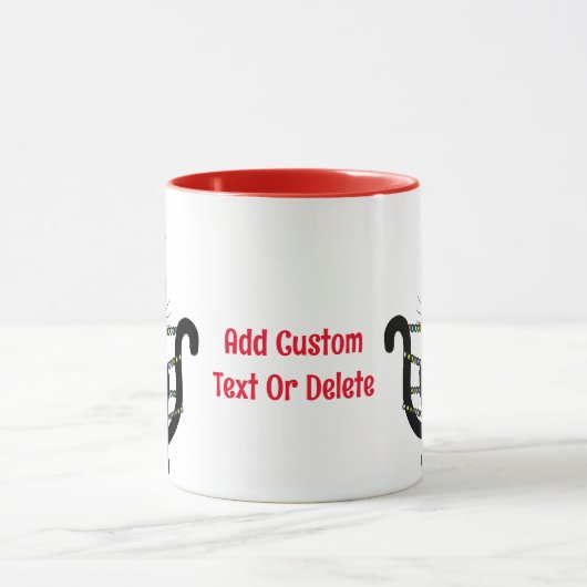 Zwart Grappig Kat Kerstmis Licht Santa Hoed Mok (Midden)