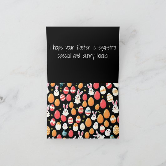 Zwart Grappig Pasen Groeten Kaart (Binnen)