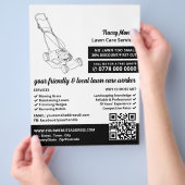 Zwart grasmaaier, gazonverzorging flyer (Hand)