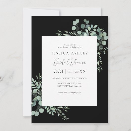 Zwart Grennery bloemenrustiek vrijgezellenfeest Kaart (Voorkant)