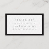 Zwart grensmonogram Elegant Diamond Patroon Visitekaartje (Achterkant)