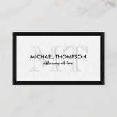 Zwart grensmonogram Elegant Diamond Patroon Visitekaartje (Voorkant)