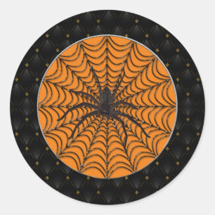 Zwart grensspin Web en Black Spider Halloween Ronde Sticker