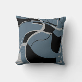 Zwart Grey Slate Blue Swirling Abstract MCM Look Kussen