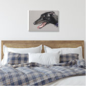Zwart Greyhound Hond Art Canvas Print (Insitu (Slaapkamer))