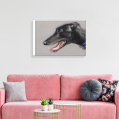 Zwart Greyhound Hond Art Canvas Print (Insitu (Woonkamer))