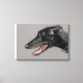 Zwart Greyhound Hond Art Canvas Print (Voorkant)