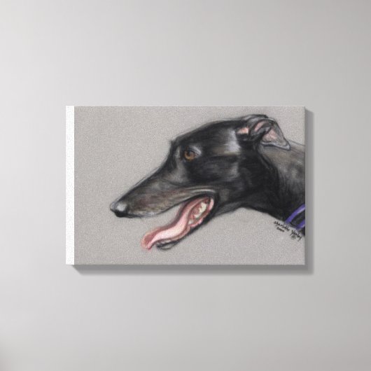 Zwart Greyhound Hond Art Canvas Print (Voorkant)