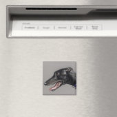 Zwart Greyhound Originele Hond Art Magnet (Insitu (Vaatwasser))
