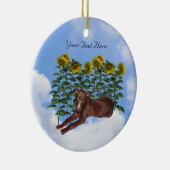 Zwart Greyhound Puppy Flowers Dog Ornament (Rechts)