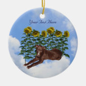 Zwart Greyhound Puppy Flowers Dog Ornament (Voorkant)