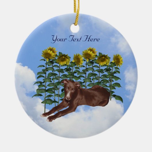 Zwart Greyhound Puppy Flowers Dog Ornament (Voorkant)