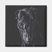 Zwart Greyhound Silhouet Hond Art Magnet (Voorkant)