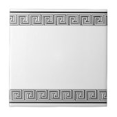 Zwart Grieks Fries patroon Tegeltje (Voorkant)