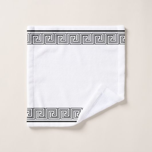 Zwart Grieks Frieze Design Bad Handdoek (Wasdoekje)