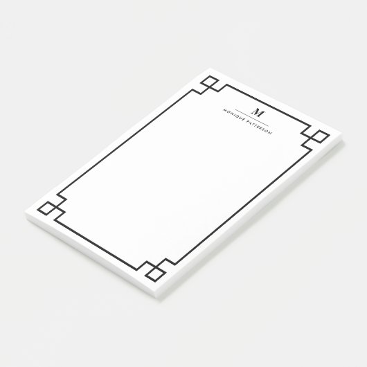 Zwart-Grieks toetsenbordrandmonogram gepersonalise Post-it® Notes (Schuin)