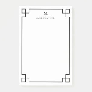 Zwart-Grieks toetsenbordrandmonogram gepersonalise Post-it® Notes