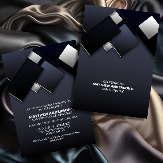 Zwart Grijs 50e Cocktail Verjaardagsfeestje Kaart