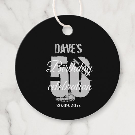 Zwart Grijs 50th Om het even welk Gepersonaliseerd Bedankjes Labels (Voorkant)