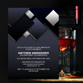 Zwart Grijs 70e Cocktail Verjaardagsfeestje Kaart