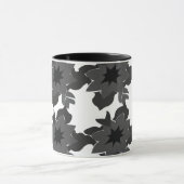 Zwart Grijs Abstract Bloemmotief  Mok (Midden)