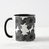 Zwart Grijs Abstract Bloemmotief  Mok (Links)