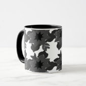 Zwart Grijs Abstract Bloemmotief  Mok (Voorkant links)