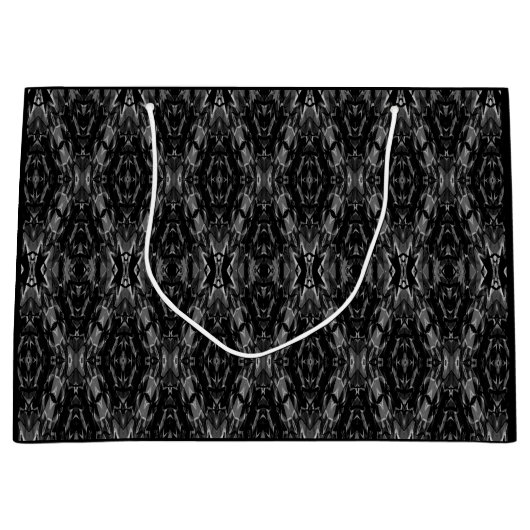 Zwart grijs abstract geometriepatroon groot cadeauzakje (Voorkant)