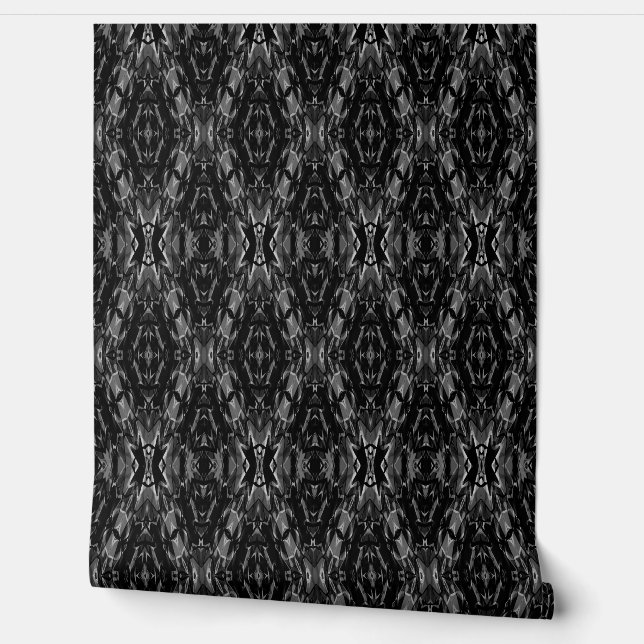 Zwart grijs abstract geometrisch patroon  behang (Afrollen)