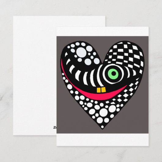 Zwart & grijs abstract, modern hart kaart (Voorkant / Achterkant)