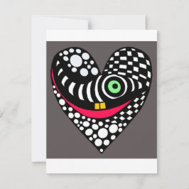Zwart & grijs abstract, modern hart kaart