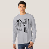 Zwart Grijs Abstracte Elektroden Geometrische Zuid T-shirt (Voorkant volledig)