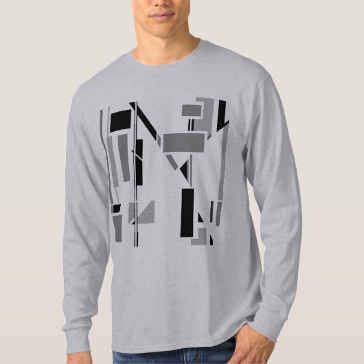 Zwart Grijs Abstracte Elektroden Geometrische Zuid T-shirt (Voorkant)