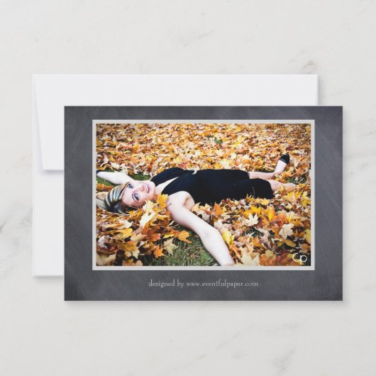 Zwart/grijs alkbord - 3x5Afstuderen aankondiging (Achterkant)